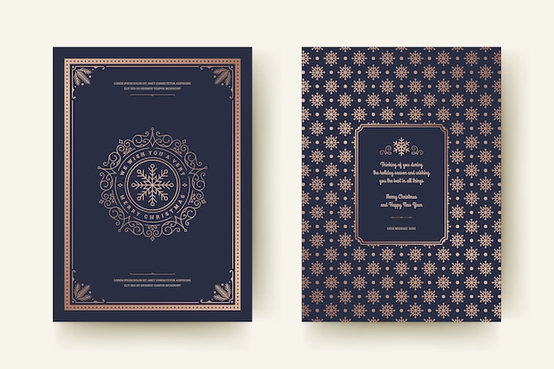 Tarjeta de felicitación de Navidad diseño de cita tipográfica vintage con decoración de adornos