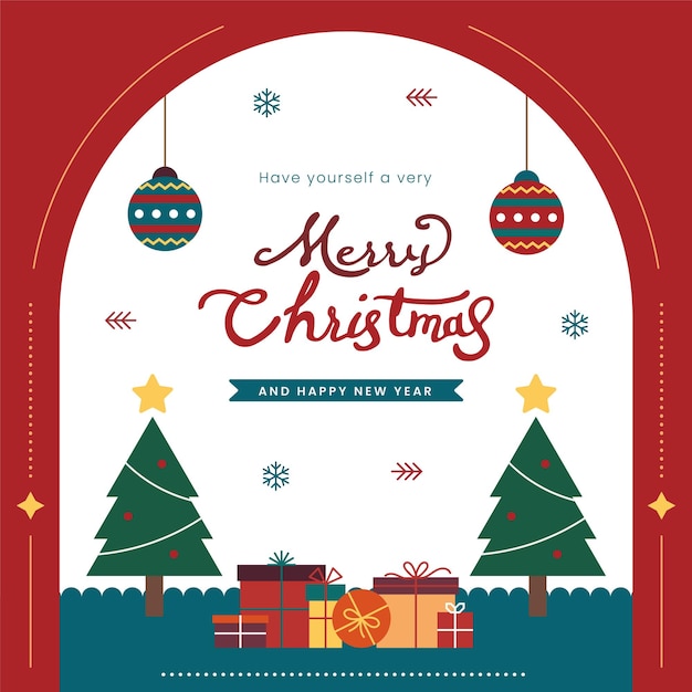 Tarjeta de felicitación de Navidad con diseño geométrico minimalista abstracto