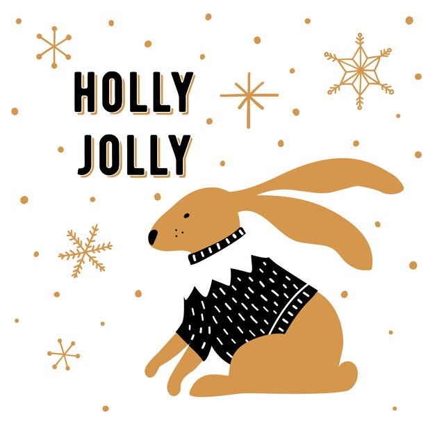 Tarjeta de felicitación de Navidad de estilo escandinavo.