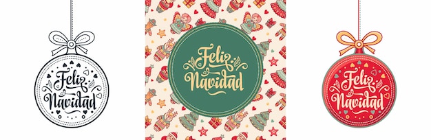 Vector tarjeta de felicitación de navidad feliz navidad. fiesta española