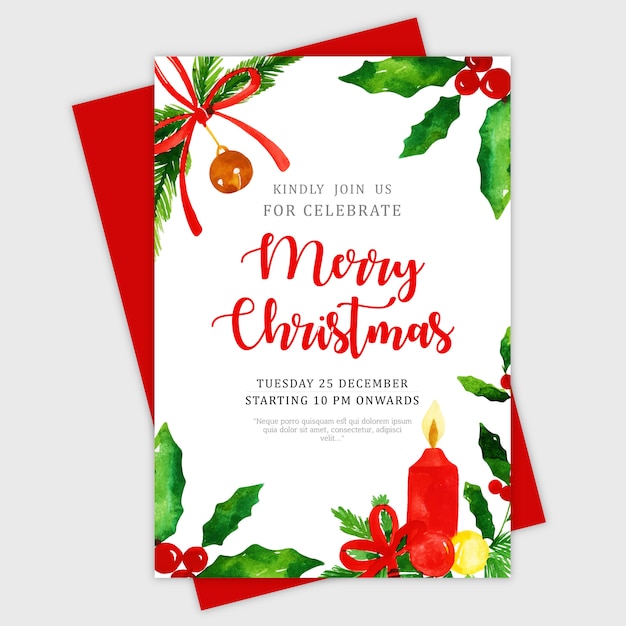 Tarjeta de felicitación de Navidad hermosa acuarela