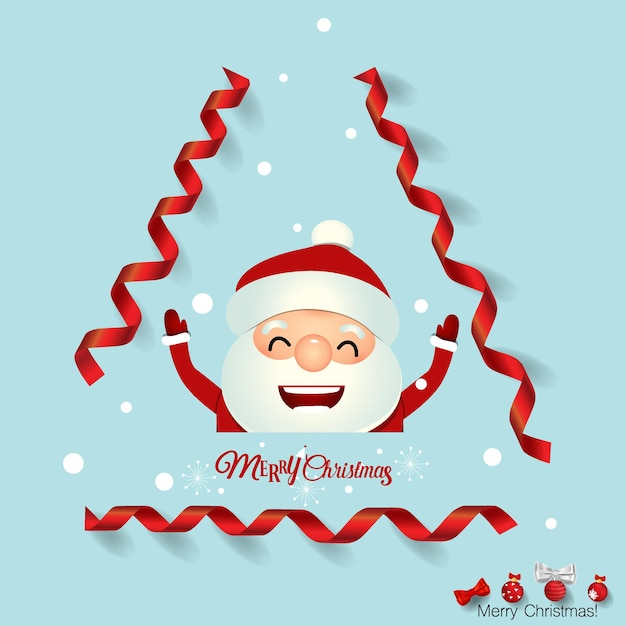 Vector tarjeta de felicitación de navidad con ilustración de vector de navidad santa claus