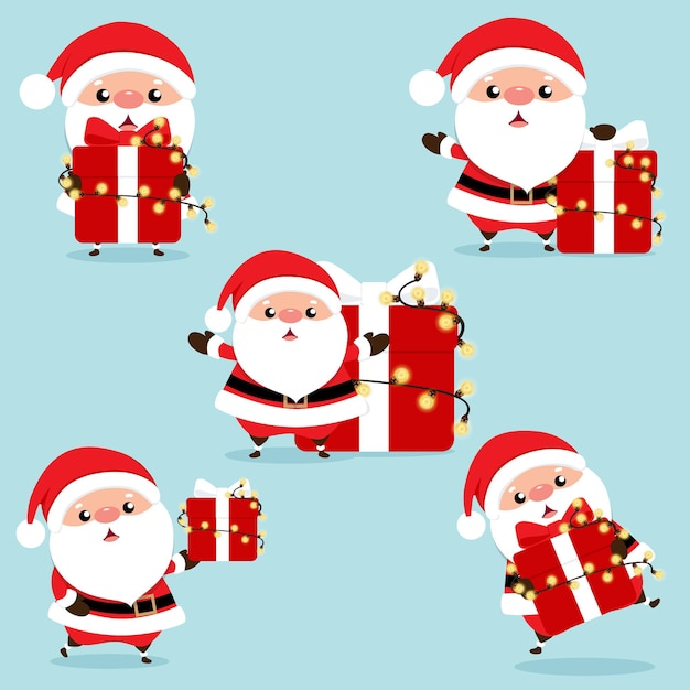 Vector tarjeta de felicitación de navidad con ilustración de vector de navidad santa claus