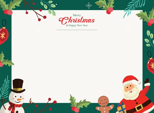 Vector tarjeta de felicitación de navidad santa claus paisaje dibujado a mano