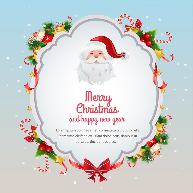 Tarjeta de felicitación de Navidad con santa