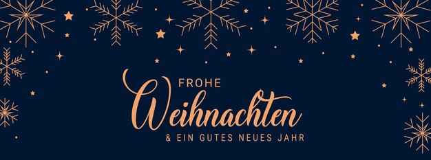 Tarjeta de felicitación de Navidad Texto alemán Feliz Navidad y Feliz Año Nuevo Fondo de bandera