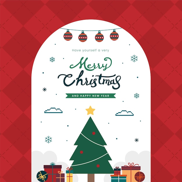 Tarjeta de felicitación de Navidad vintage con diseño geométrico abstracto
