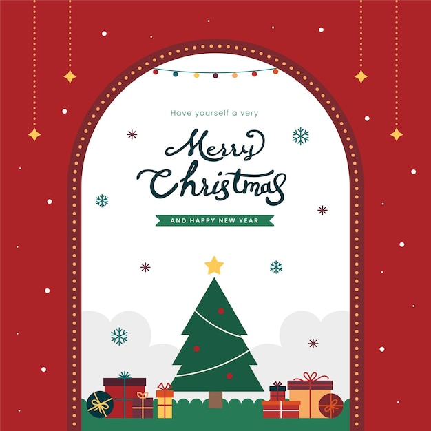 Tarjeta de felicitación de Navidad vintage con diseño geométrico abstracto