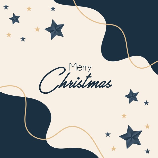 Tarjeta de felicitación navideña con estrellas. La tarjeta es excelente para publicaciones en redes sociales, folletos y tarjetas.