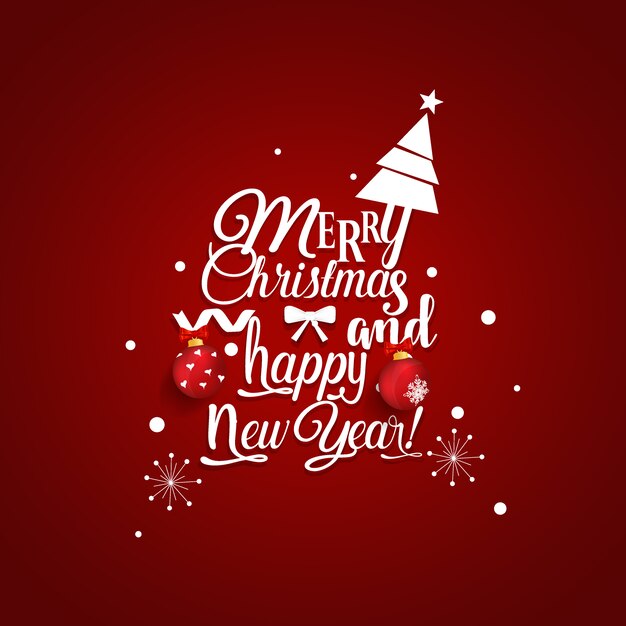 Tarjeta de felicitación navideña. Letras de feliz navidad
