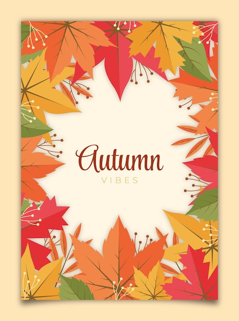 Tarjeta de felicitación de otoño plana