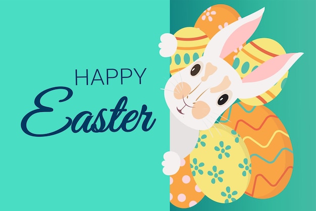 Tarjeta de felicitación de Pascua con un conejo ilustración vectorial