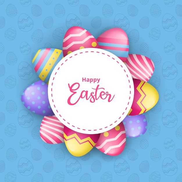 Vector tarjeta de felicitación de pascua feliz para publicación en redes sociales