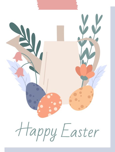 Vector tarjeta de felicitación de pascua con huevos