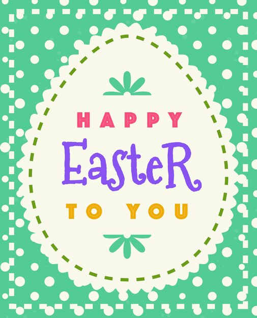 Tarjeta de felicitación de Pascua vectorial con deseo feliz Pascua para ti, estilo colorido y flores en el fondo verde del círculo para la promoción, banner, venta, oferta, fiesta, cartel, etiqueta, decoración, sello, etiqueta