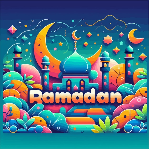 tarjeta de felicitación de ramadán elemento arte vectorial