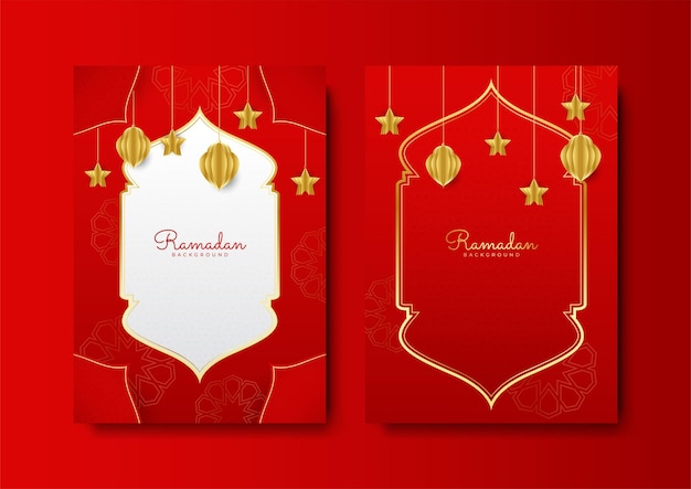 Tarjeta de felicitación de ramadán islámico de moda y plantilla de fondo de póster con patrón de linterna de mezquita y diseño de media luna para invitación de iftar ramadhan mubarak kareem ilustración vectorial