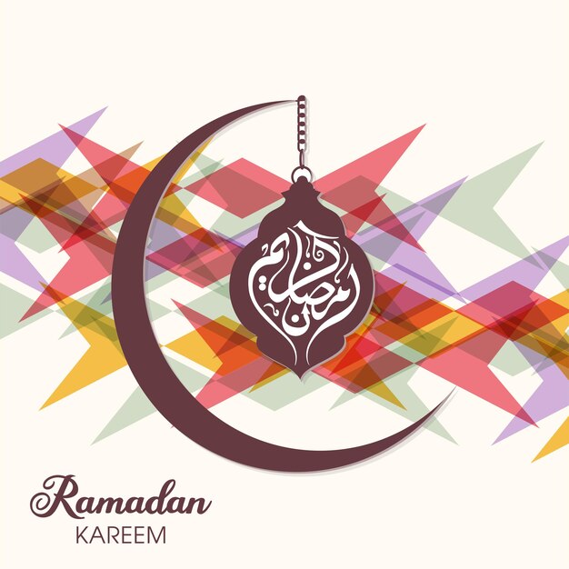 Tarjeta de felicitación de ramadán kareem con caligrafía árabe
