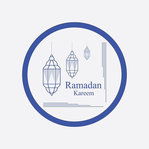 Tarjeta de felicitación de Ramadán Kareem Caligrafía con linterna tradicional e ilustración vectorial de la mezquita