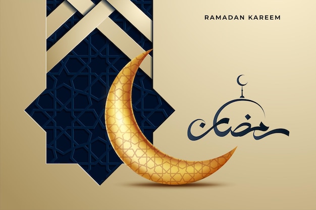 Tarjeta de felicitación de ramadán kareem con ilustración de vector de ornamento islámico