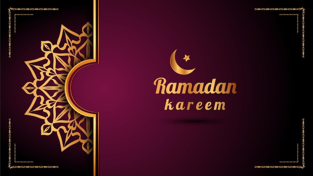 tarjeta de felicitación de ramadan kareem con mandala de lujo