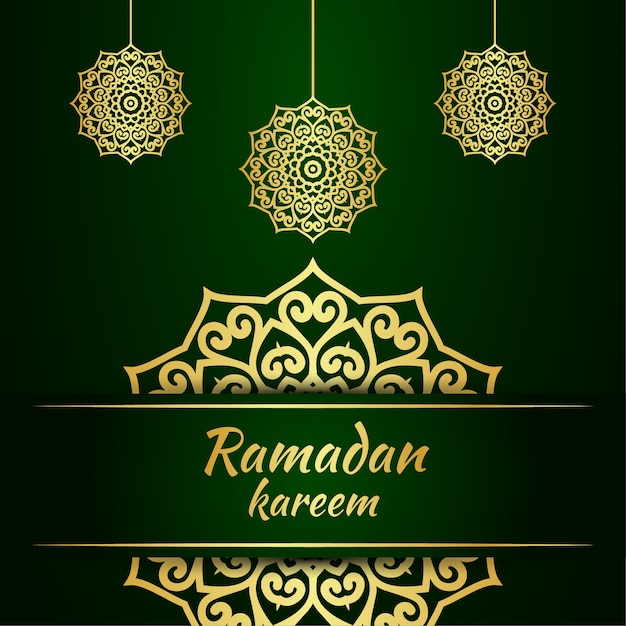 Tarjeta de felicitación de ramadan kareem con mandala