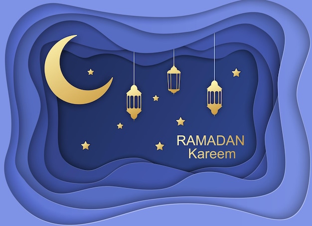 Vector tarjeta de felicitación de ramadán kareem,