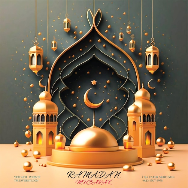 Tarjeta de felicitación de ramadán mubarak en paz