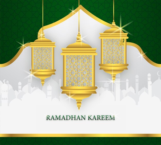 Tarjeta de felicitación de ramadhan con forma de linterna