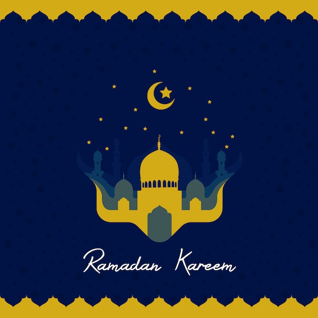 Tarjeta de felicitación de ramadhan kareem con mezquita