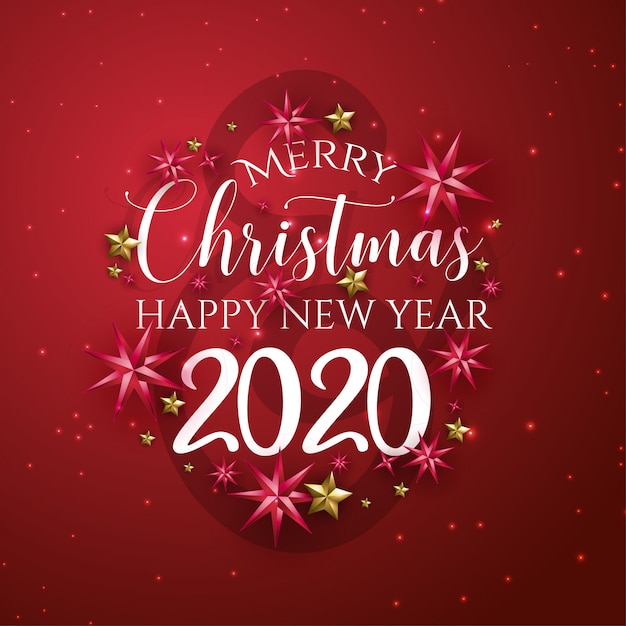 Tarjeta de felicitación roja feliz Navidad y feliz año nuevo