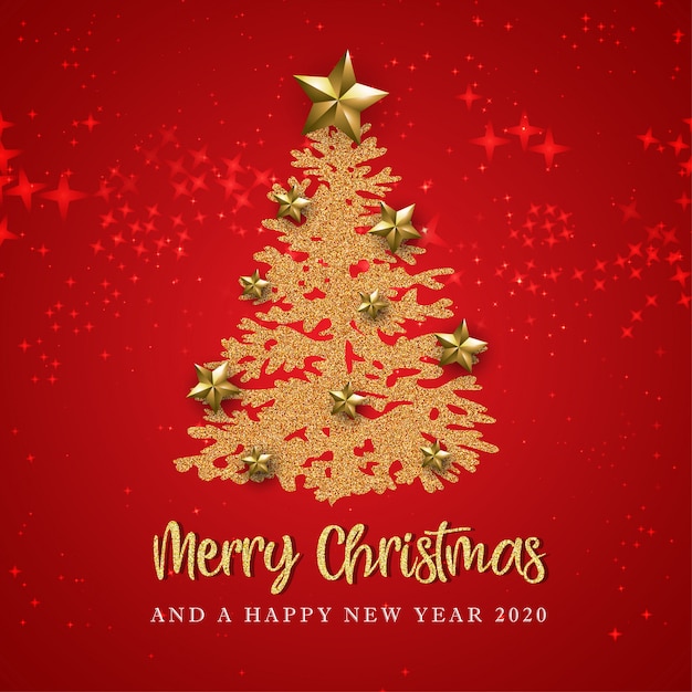 Tarjeta de felicitación roja feliz Navidad y feliz año nuevo