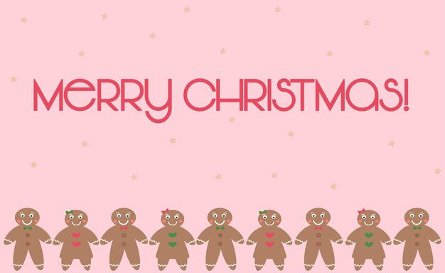 Tarjeta de felicitación rosa para Navidad con galletas de jengibre