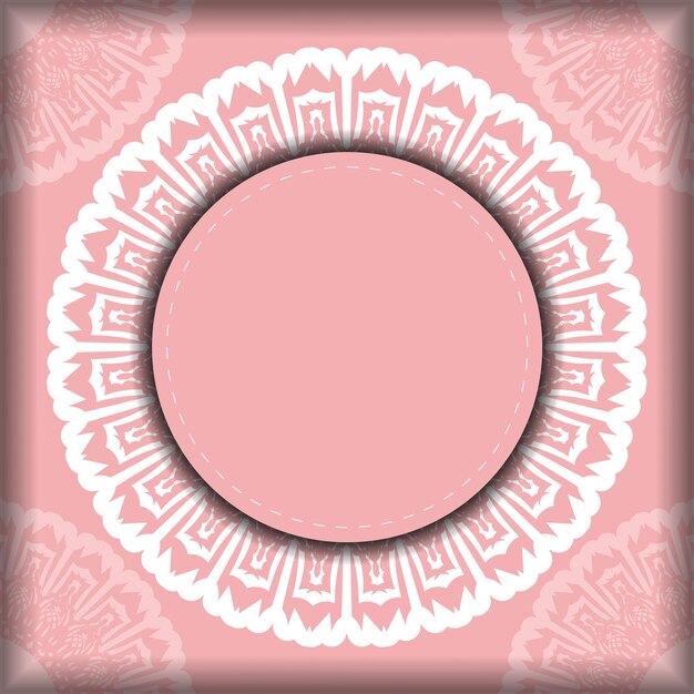 Tarjeta de felicitación en rosa con patrón blanco abstracto preparado para tipografía.
