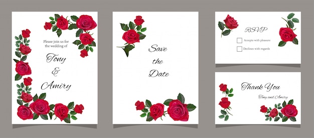 Tarjeta de felicitación con rosas rojas.