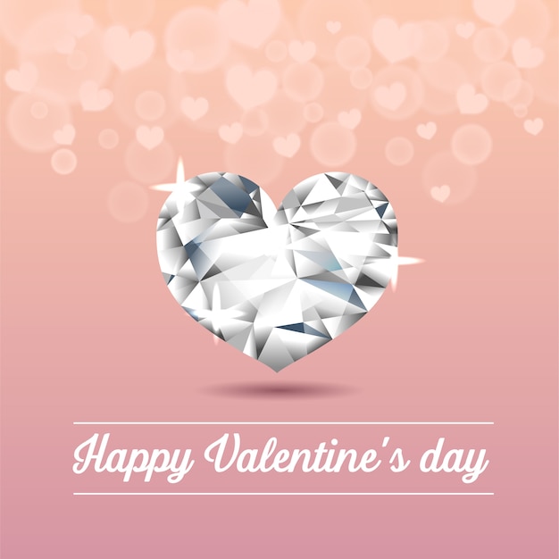 tarjeta de felicitación de San Valentín con diamante de corazón