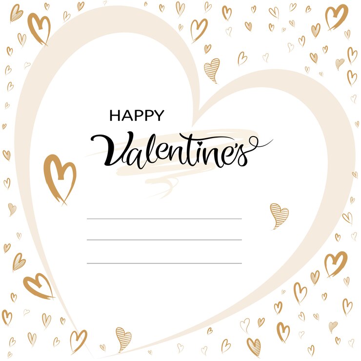 Tarjeta de felicitación de San Valentín tipográfica con forma de corazón dibujado a mano.