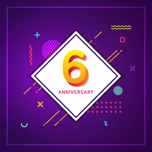 Tarjeta de felicitación del sexto aniversario