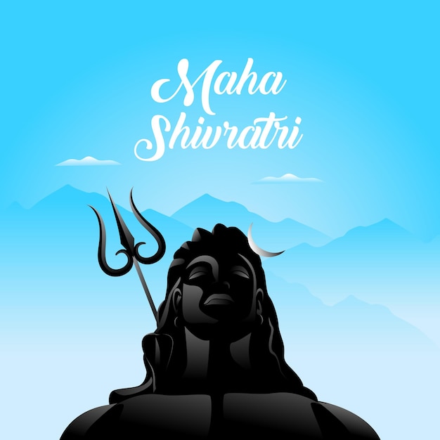 Tarjeta de felicitación con trishula damru bilva deja flores zendu y parijat para Maha Shivratri a Hi