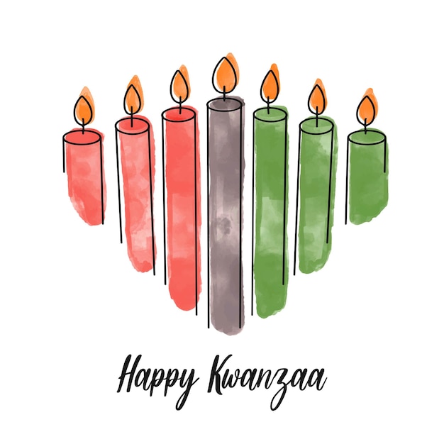 Tarjeta de felicitación de vacaciones de herencia afroamericana de Kwanzaa con vector texturizado de acuarela artística