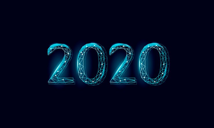 Vector tarjeta de felicitación de vacaciones de poli baja número de fecha 3d 2020.
