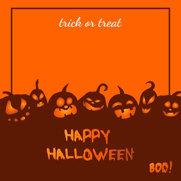 Tarjeta de felicitación de vector con calabazas enojadas para Halloween