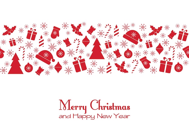 Tarjeta de felicitación vectorial con elementos festivos de Navidad