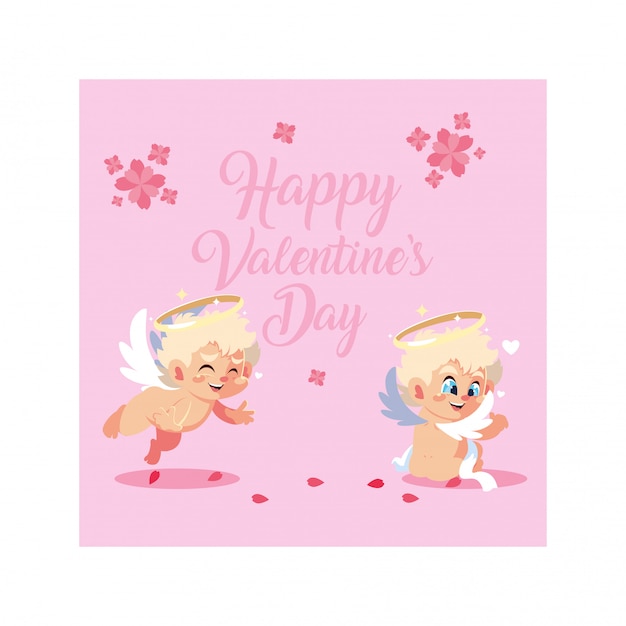 Tarjeta de felicitaciones para el día de san valentín, dulce ángel de cupido