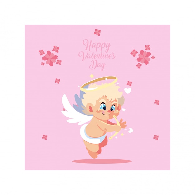 Tarjeta de felicitaciones para el día de san valentín, dulce ángel de cupido