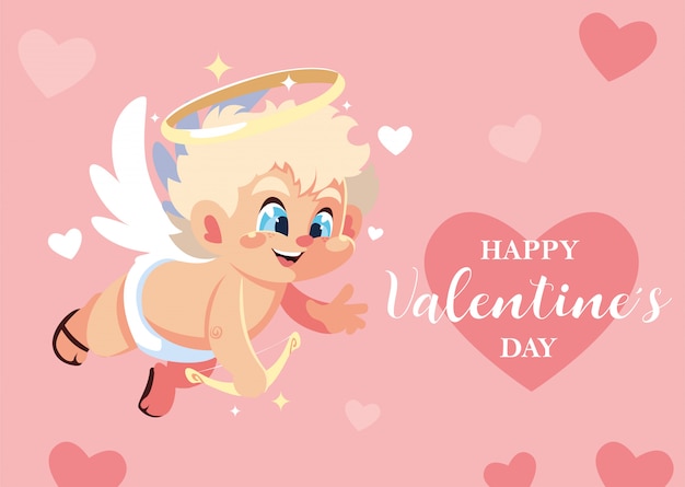 Tarjeta de felicitaciones para el día de san valentín, dulce ángel de cupido