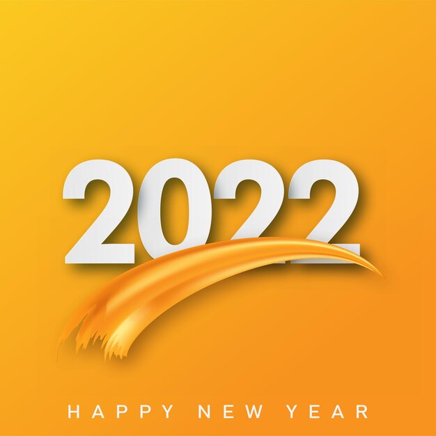 Tarjeta de feliz año nuevo 2022 con pincel dorado de lujo sobre fondo negro. Vector