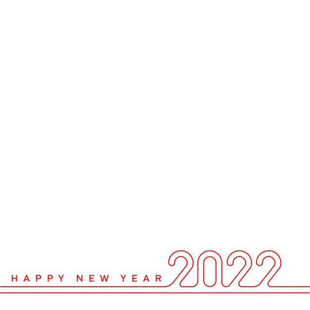 Tarjeta de feliz año nuevo con texto de línea roja 2022. Vector