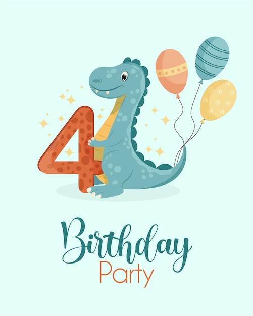 Tarjeta de feliz cumpleaños con un dinosaurio