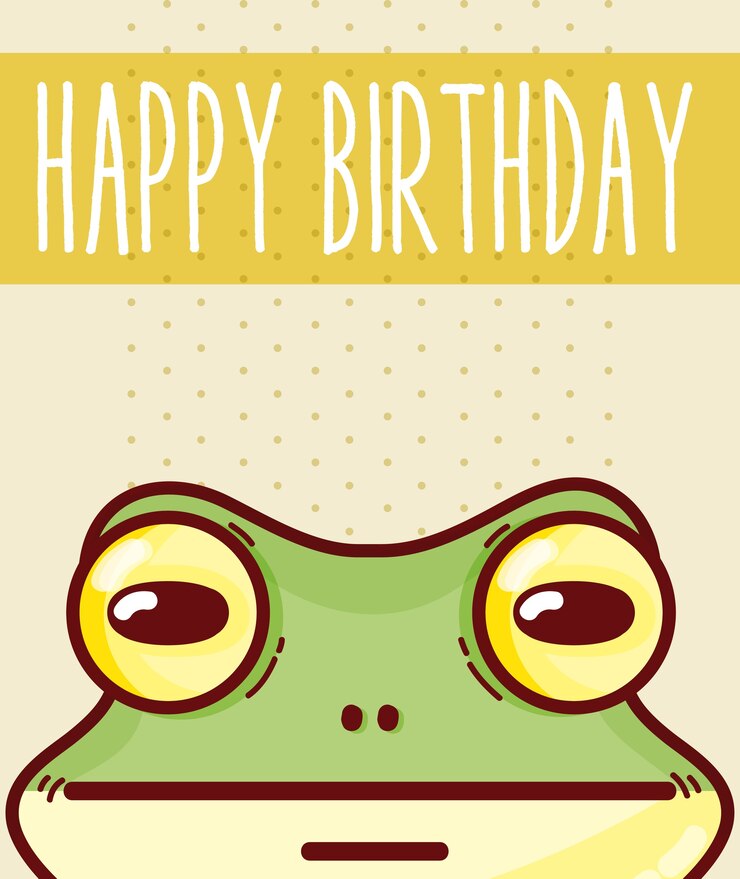 Vector tarjeta del feliz cumpleaños con diseño gráfico del ejemplo del vector de la historieta de la rana